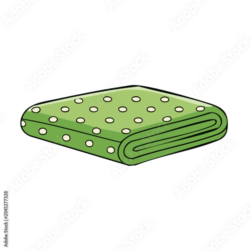 Green fabric with white polka dots, flat design illustration