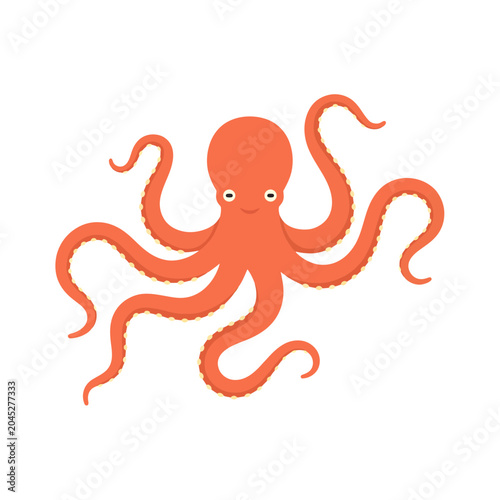 Friendly Cartoon Octopus Marine Animal