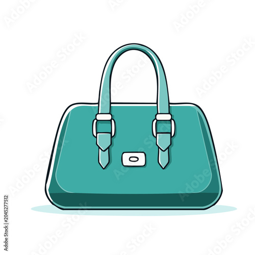 Teal handbag icon with flat design style