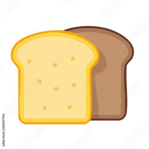 Two slices of white and brown bread in flat design