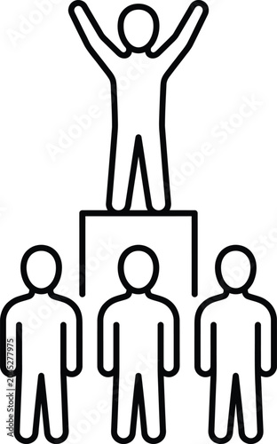 Fotografie Winning person standing on a podium with team members watching champion achiever