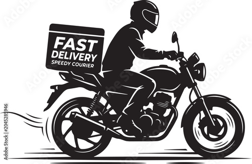 Εκτύπωση καμβά Silhouettes of a speedy delivery rider highlighting the essential logistics required for our modern society