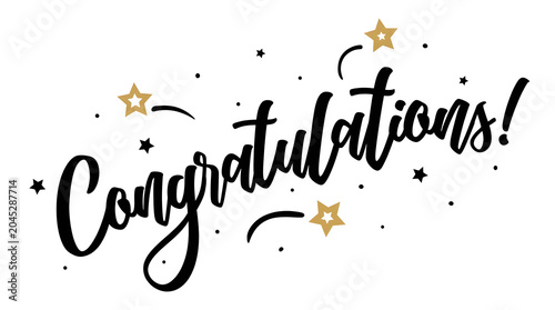 Congratulations text with stars and confetti congratulations celebration greeting confetti achievement typography handwritten positive excitement illustration