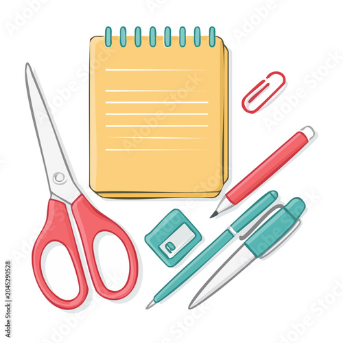 Flat design illustration of school and office supplies