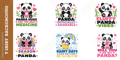 Konstfotografi Cute panda bear with heart and text panda hugs are medicine.