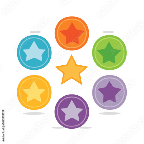 Colorful stars in circular arrangement