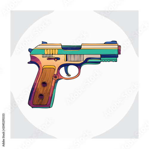 Colorful Pop Art Pistol Illustration