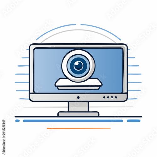 Computer Monitor with Webcam Icon