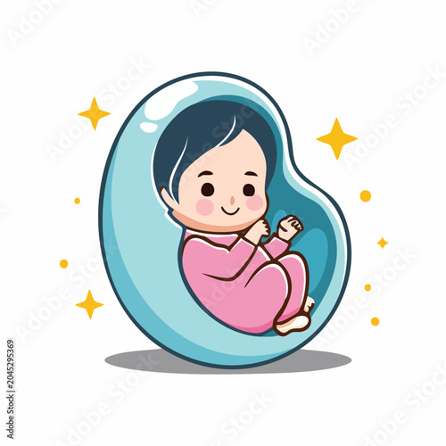 Cute Baby in a Blue Pod with Stars