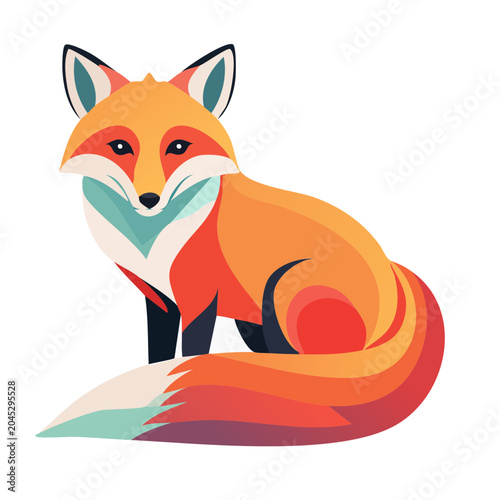 Stylized fox illustration in flat design style
