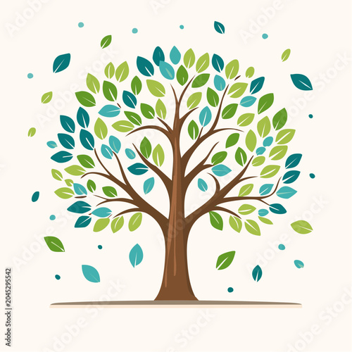 Stylized Tree with Falling Leaves