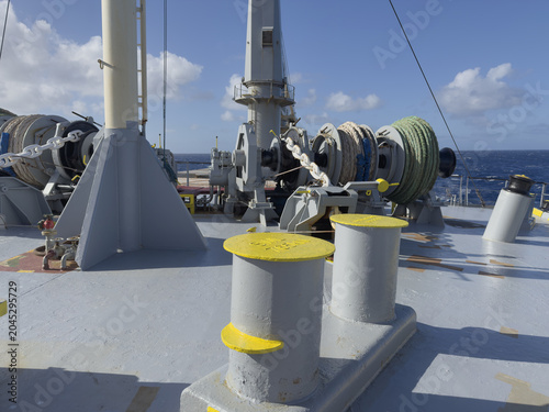 Canvastavla Anchor handling and mooring equipment on cargo ship forecastle