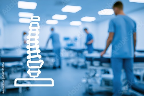 A professional chiropractic clinic featuring treatment tables in a modern setting, emphasizing spinal health and wellness