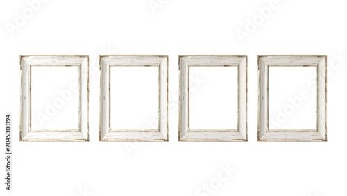 Four empty picture frames