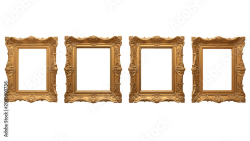 Four empty gold frames