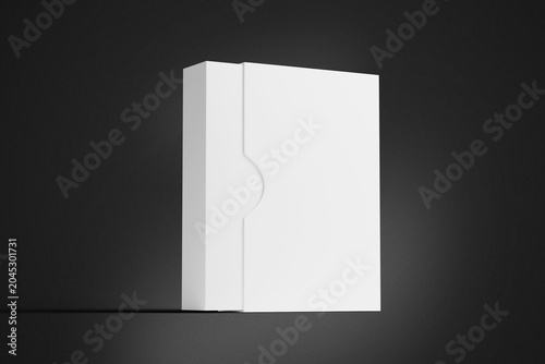 3D illustration. Product box mockup opening
