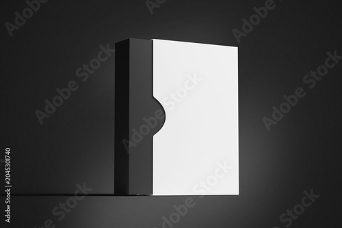 3D illustration. Product box mockup opening
