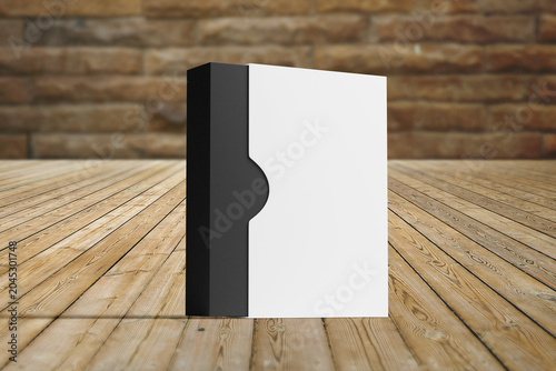 3D illustration. Product box mockup opening
