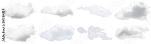 Bild auf Leinwand an extensive and versatile photograph featuring numerous realistic white cloud formations, all expertly isolated on a pure transparent background