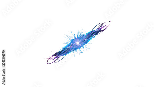 Electric blue energy beam explodes in space