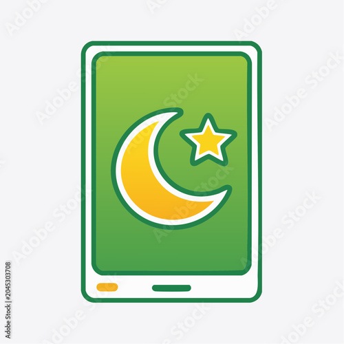 Islamic Crescent Moon and Star on Smartphone Screen