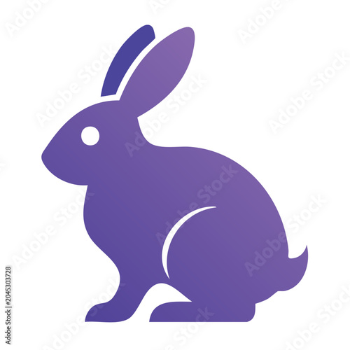 Purple rabbit icon with gradient on white background