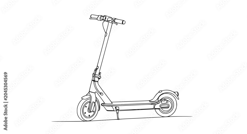 Φωτογραφία Minimalist continuous line drawing of an electric scooter on a white background