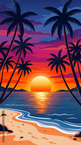 Vibrant Tropical Sunset Coastal View