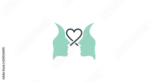 Two heads forming a heart shape.