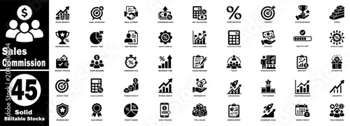 Cuadro en lienzo Sales commission solid icons set