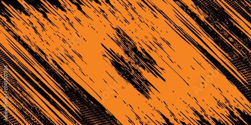 Obraz na płótnie orange black brush Car sticker wrap pattern banner abstract sporty lines black orange color combination grunge brush modern pattern racing motorsport design