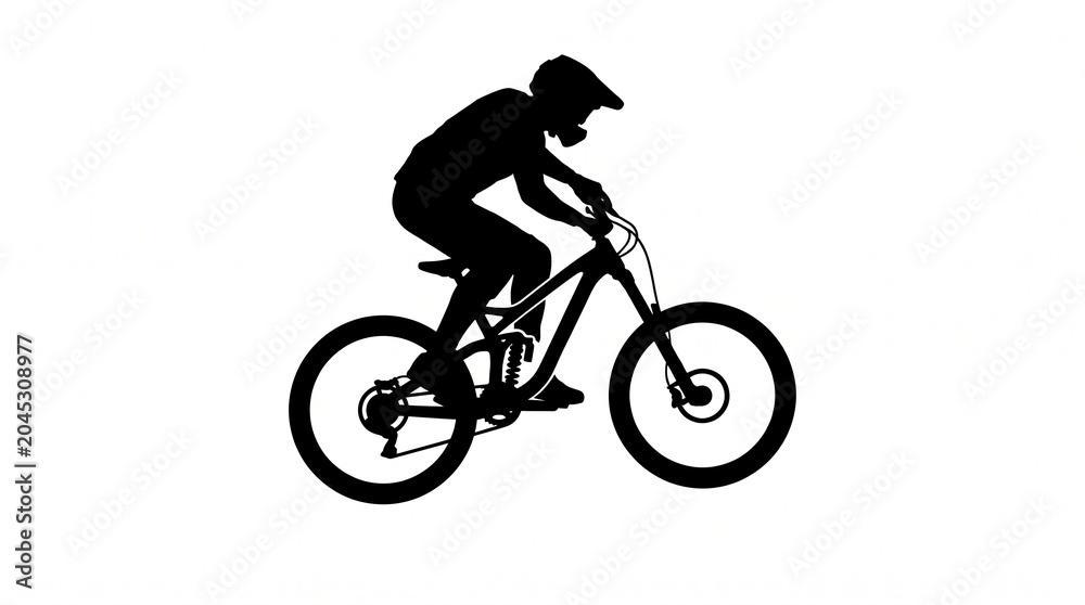 Fototapeta premium Extreme Mountain Biker Jumping Silhouette Graphic Design