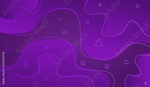 Abstract purple fluid wave background with geometric shapes