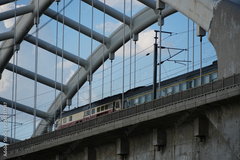 Naklejka premium railway bridge over the Harbin Songhua River