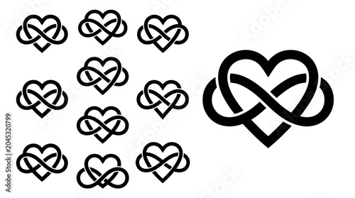 Foto Heart Infinity Symbol Set: Eternal Love and Connection Icons