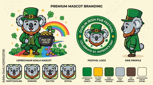 Photography Cute Koala Celebrating St Patricks Day.