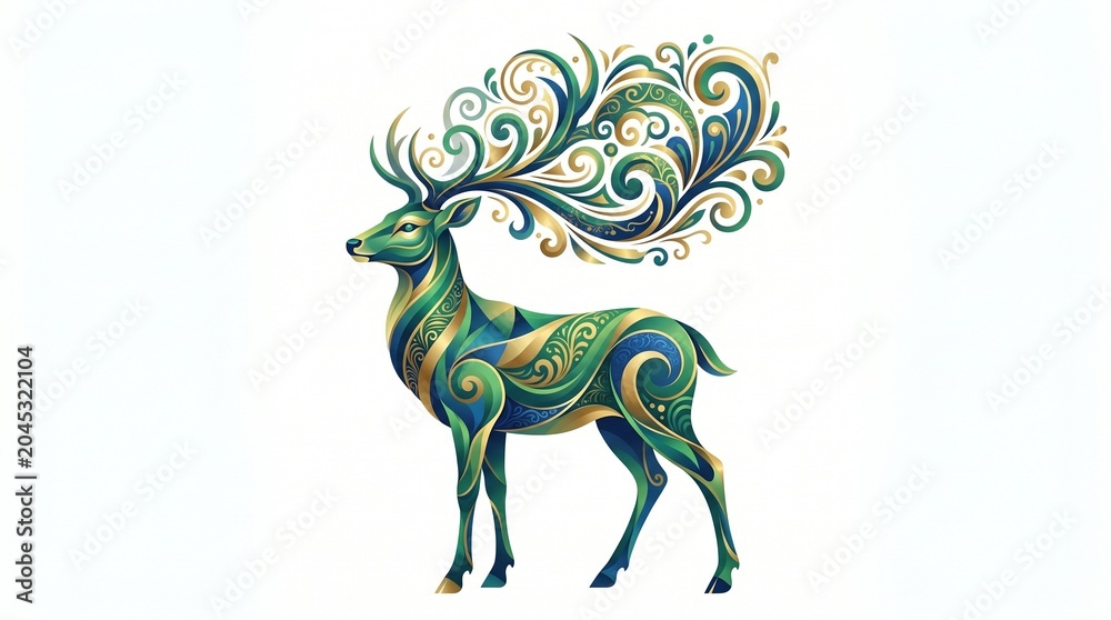 Fototapeta premium Majestic Stag with Ornate Antlers, a Symbol of Nature's Grandeur and Enchantment