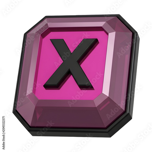 Pink Gemstone Button with Black Letter X