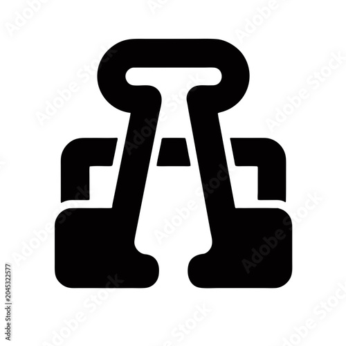 Black dumbbell icon, fitness symbol, workout equipment, exercise sign, weightlifting logo