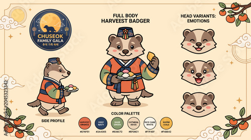 Принти на полотні Illustrated Hedgehogs in Traditional Attire.