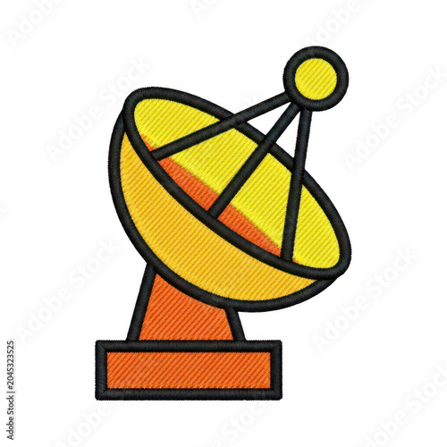 Satellite dish antenna icon with orange and yellow embroidery style Isolated transparent icon png