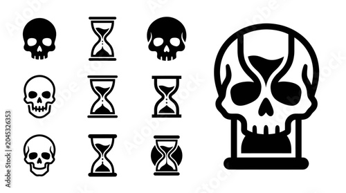 Canvastavla Skull and Hourglass Icons: Time of Death Concept