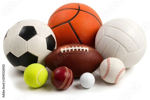 Realistic Sports Balls Collection – Clean Studio Arrangement with Soft Shadows