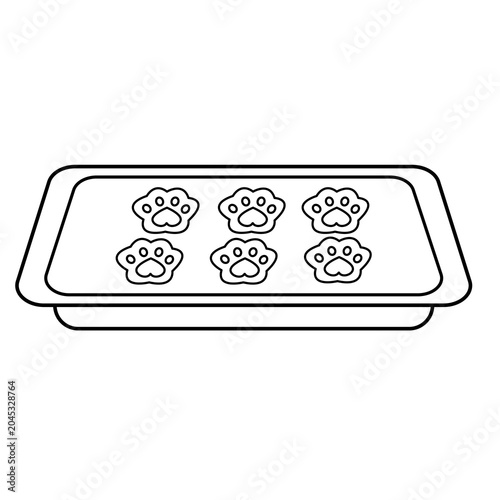 tray with dog paw–shaped cookies illustration