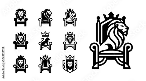 Photos Lion King Throne Logo Set - Royal Power and Authority Symbols