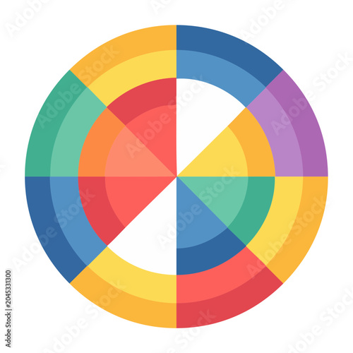 Colorful circular chart icon with flat design style