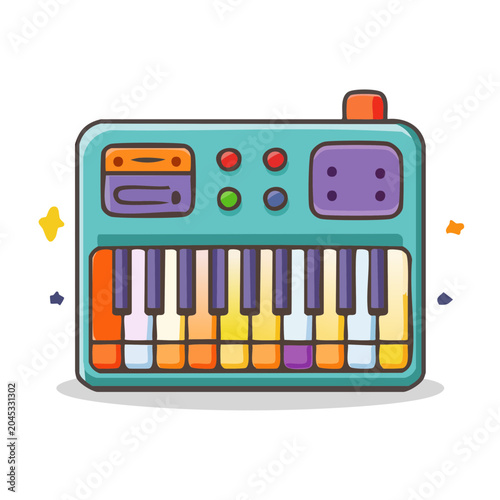 Cartoon toy keyboard with colorful keys