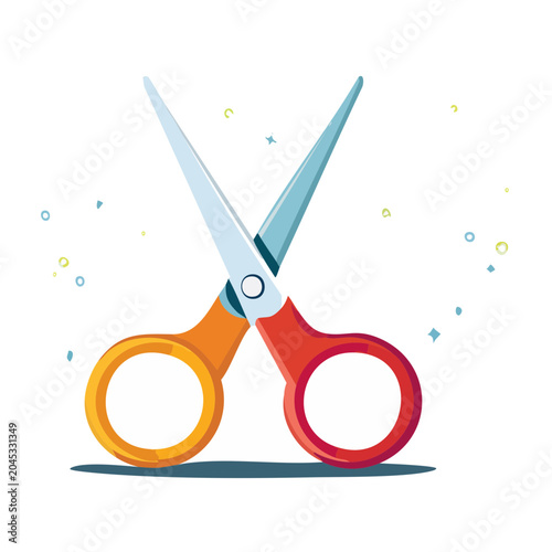 Flat design illustration of open scissors