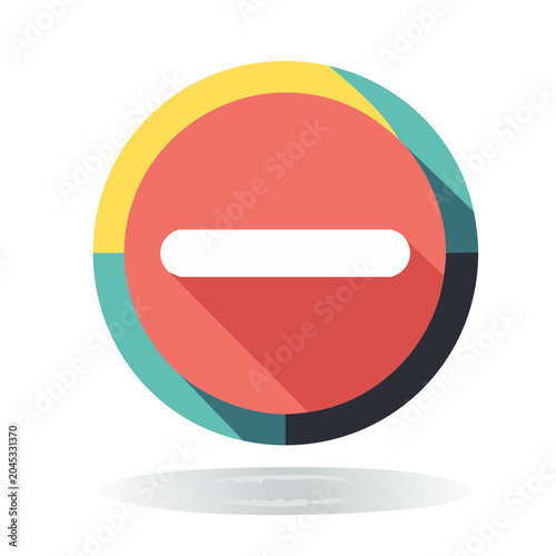 Flat design stop sign icon with shadow