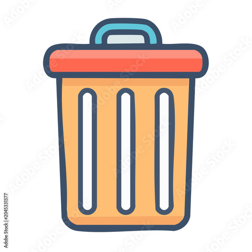 Flat design trash can icon